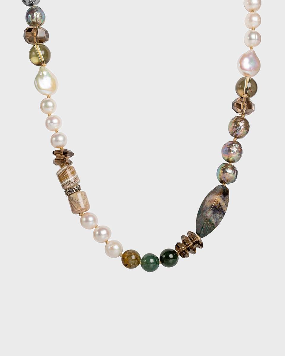 Champagne Pearls with Quartz and Agate Necklace